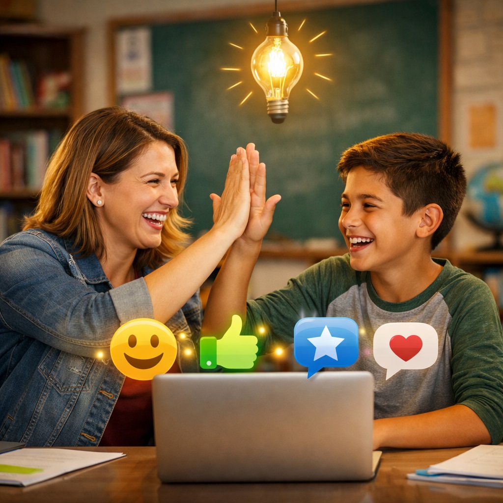High-five of encouragement in class